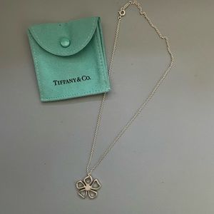 Retired Tiffany & Co Open Flower Pendant + Pouch